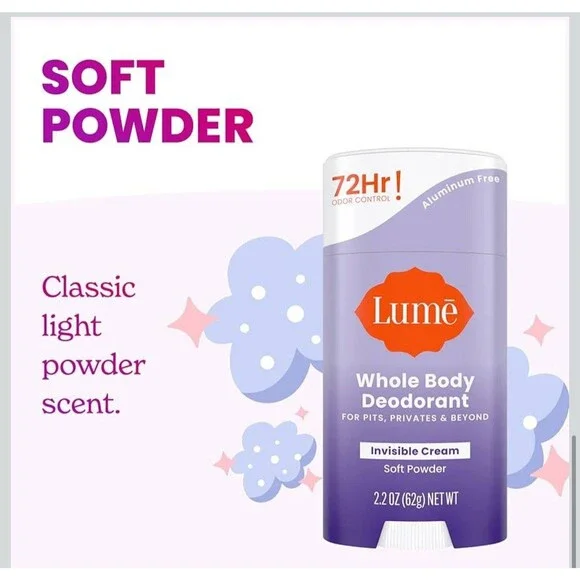 Lume Deodorant Invisible Cream SOFT POWDER 2.2 Oz Stick Whole Body 72 Hour NEW! - Picture 3 of 7